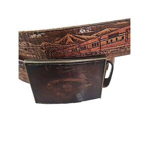 John Deere Railroad & Trains Belt 40"-45" Waist Leather Men's XL